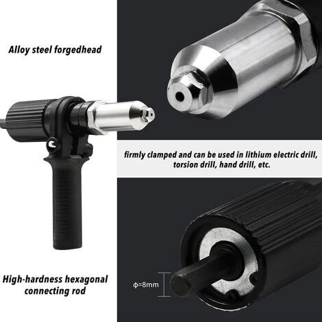 HAPPYSHOPPING Pistolet A Rivets Electrique Adaptateur De Pistolet A Rivets A Tirer Pour Perceuse Electrique Machine A Riveter A Rivets Et Tete De Pistolet A Clous 4 HAPPYSHOPPING Pistolet A Rivets Electrique Adaptateur De Pistolet A Rivets A Tirer Pour Perceuse Electrique Machine A Riveter A Rivets Et Tete De Pistolet A Clous – Image 3