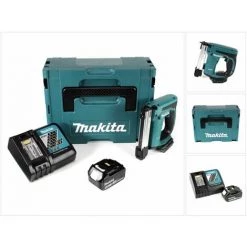 Makita DST 221 RT1J Agrafeuse Sans Fil 18 V Li-ion + 1x Batterie BL 1850 B 5,0 Ah Li-ion + Chargeur DC 18 RC + Coffret De Transport Makpac