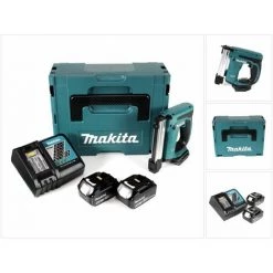 Makita DST 221 RGJ 18 V Li-ion Agrafeuse Sans Fil + 2x Batteries Li-Ion BL 1860 B 6,0 Ah + Chargeur DC 18 RC + Coffret De Transport Makpac