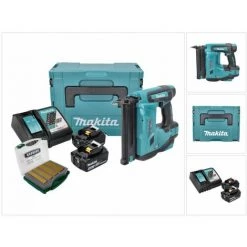 Makita DBN 500 RTJ Cloueuse Sans Fil 18 V 15-50 Mm 90° + 2x Batteries 5,0 Ah + Chargeur + Coffret MakPac + Clous J-Box 8000