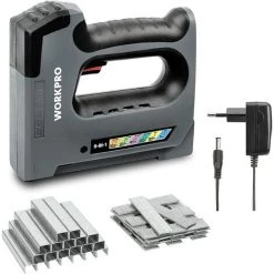 WORKPRO Agrafeuse Sans Fil 3,6V 2000Mah Avec 2000 Agrafes, Agrafeuse Multifonction 6 EN 1 Adaptée Aux Agrafes De Type 53, 140, 36, 8, 9, Taille 6-15mm, Idéale Pour La Décoration Et Le Bricolage