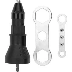 ECHOO Pistolet à Rivets électrique, Pistolet à Riveter Professionnel Perceuse électrique Sans Fil Adaptateur De Rivetage, Kit De Poseur D'écrou De Pistolet à Rivet Conçu Pour Les Rivets(Noir)