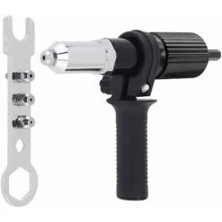 MERKMAK Adaptateur De Pistolet A Riveter Electrique Avec Boitier En Fonte D'Aluminium Et Poignee Antiderapante Pour Perceuse Sans Fil Outil D'Insertion De Riveteuse A Riveter Electrique