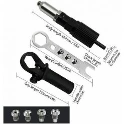 MERKMAK Adaptateur De Pistolet A Riveter Electrique Avec Boitier En Fonte D'Aluminium Et Poignee Antiderapante Pour Perceuse Sans Fil Outil D'Insertion De Riveteuse A Riveter Electrique -cloueur et riveteuse Soldes 53456219 5
