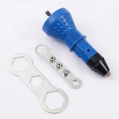CHANCEY Pistolet à Riveter Pour Perceuse Sans Fil électrique - Outil De Rivetage Sans Fil - Adaptateur Pour Perceuse à Riveter - 3 Têtes Convertibles,SEMAket,bleu
