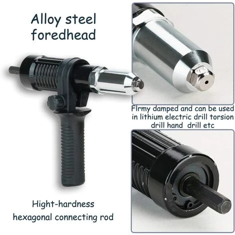 CHANCEY Adaptateur De Pistolet à Rivet Rivet Electrique Écrou à Main Professionnel Pour Perceuse Sans Fil, Ensemble D'insert D'adaptateur De Pistolet à écrou à Rivet Conversion De Foret En Outil à Main,SEMAket,noir 7 CHANCEY Adaptateur De Pistolet à Rivet Rivet Electrique Écrou à Main Professionnel Pour Perceuse Sans Fil, Ensemble D'insert D'adaptateur De Pistolet à écrou à Rivet Conversion De Foret En Outil à Main,SEMAket,noir – Image 5