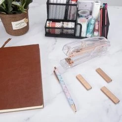 CHANCEY Agrafeuse De Bureau, Agrafeuses Manuelles Portable Étudiant Papeterie Pour La Maison Bureau École, Capacité 25 Feuilles, Or Rose,SEMAket -cloueur et riveteuse Soldes 57772761 4
