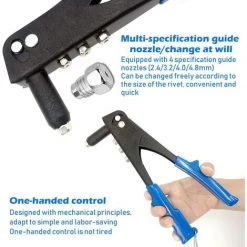 CHANCEY Pistolet à Rivets Manuel Avec Quatre Buses Guides, Outil Idéal Pour Les Réparations à La Maison,SEMAket,bleu -cloueur et riveteuse Soldes 57772772 5