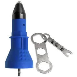 IRISFR Pistolet à Rivets Sans Fil Kit D'outil De Perceuse électrique à Rivets Riveteuse Adaptateur Insert Écrou Outil De Puissance à Main Accessoires (Bleu)une Pièce，Lilaris