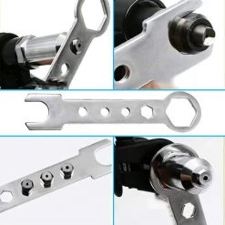 FR-LIFE Adaptateur De Pistolet à Riveter électrique Adaptateur De Perceuse à Riveter Outil D'écrou D'insertion De Riveteuse Avec Tête De Rivet De Diamètre 2.4/3.2/4.0/4.8mm Et Clé à Poignée Noire, BR-Vie -cloueur et riveteuse Soldes 58249899 5
