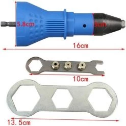 FR-LIFE BR-Vie Pistolet à Rivets Sans Fil Kit D'outil De Perceuse électrique à Rivets Riveteuse Adaptateur Insert Écrou Outil De Puissance à Main Accessoires (Bleu) -cloueur et riveteuse Soldes 58250161 3
