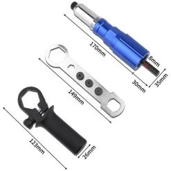 FONTAINEBLEAU Fonepro Adaptateur De Outil à Rivets, Outil à Riveter Électrique Sans Fil Avec Poignée Antidérapante, Riveteuse Adaptateur Insert Écrou Outil De Puissance à Main Accessoires -cloueur et riveteuse Soldes 58666172 2