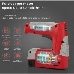 IRISFR Agrafeuse Electrique,Agrafeuse,Batterie Au Lithium,Chargement USB, Cloueuse Electrique Sans Fil, 3 Types De Clous,30 Clous/Min, 1000/500Clous,Coffret De Transport,Indicateur D'alimentation,Lilaris -cloueur et riveteuse Soldes 59804050 2