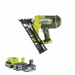Pack RYOBI Cloueur De Finition Incliné à Air Comprimé 18V OnePlus 15 G R15GN18-0 - 1 Batterie 3.0Ah High Energy - 1 Batterie 5.0Ah - Chargeur Rapide