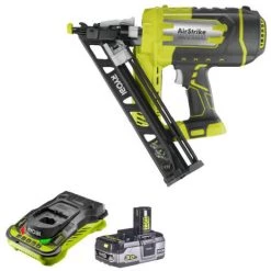 Pack RYOBI Cloueur De Finition Incliné à Air Comprimé 18V OnePlus 15 G R15GN18-0 - 1 Batterie 3.0Ah High Energy - 1 Chargeur Ultra Rapide