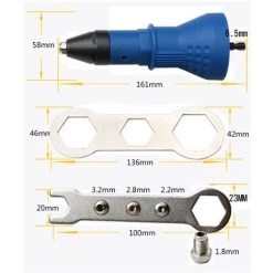 FR-LIFE Pistolet à Rivet Pour Perceuse Sans Fil électrique - Outil De Rivetage Sans Fil - Adaptateur D'écrou - Avec 3 Têtes Convertibles , BR-Vie -cloueur et riveteuse Soldes 60878318 2