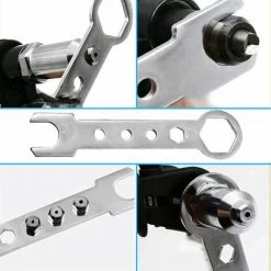 MONLY Adaptateur De Pistolet à Riveter électrique Adaptateur De Mèche à Rivet Outil D'insertion De Rivet Avec Tête De Rivet De 2,4/3,2/4,0/4,8 Mm De Diamètre Et Clé à Poignée Noire -cloueur et riveteuse Soldes 60988888 4