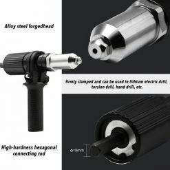 DECKON Pistolet A Rivets Electrique Adaptateur De Pistolet A Rivets A Tirer Pour Perceuse Electrique Machine A Riveter A Rivets Et Tete De Pistolet A Clous -cloueur et riveteuse Soldes 63951304 3