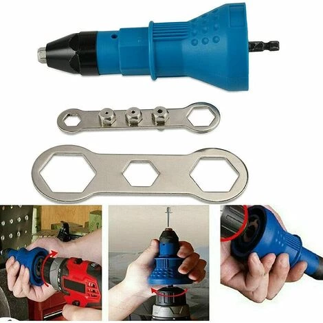 CARILLONSàVENT Carivent Pistolet à Rivets Sans Fil Kit D'outil De Perceuse électrique à Rivets Riveteuse Adaptateur Insert Écrou Outil De Puissance à Main Accessoires (Bleu) 6 CARILLONSàVENT Carivent Pistolet à Rivets Sans Fil Kit D'outil De Perceuse électrique à Rivets Riveteuse Adaptateur Insert Écrou Outil De Puissance à Main Accessoires (Bleu) – Image 4