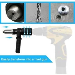 QERSTA Adaptateur De Pistolet à Riveter électrique Adaptateur De Mèche à Rivet Outil D'insertion De Rivet Avec Tête De Rivet De 2,4/3,2/4,0/4,8 Mm De Diamètre Et Clé à Poignée Noire -cloueur et riveteuse Soldes 64446635 5