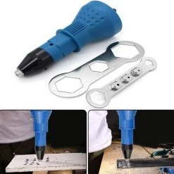Pistolet à Rivets Sans Fil Kit D'outil De Perceuse électrique à Rivets Riveteuse Adaptateur Insert Écrou Outil De Puissance à Main Accessoires (Bleu) 56Vingt -cloueur et riveteuse Soldes 64936375 5