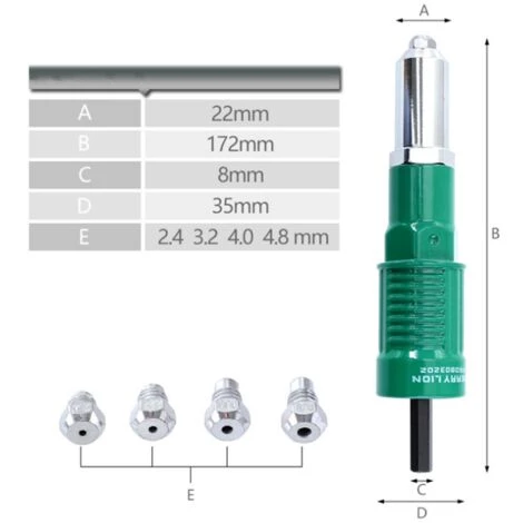 Adaptateur Riveter Tool Rotatif Rivet Accessoire De Forage De Rivet électrique Pour Le Travail En Usine Wood Work DIY Accueil Travail 56Vingt 7 Adaptateur Riveter Tool Rotatif Rivet Accessoire De Forage De Rivet électrique Pour Le Travail En Usine Wood Work DIY Accueil Travail 56Vingt – Image 5