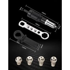 BDD Kit D'adaptateur De Pistolet à Riveter Avec Poignée, Accessoire De Rivet Pour Outil à Main De Rivetage, écrou D'insertion Pour Perceuse Sans Fil -cloueur et riveteuse Soldes 65376873 4