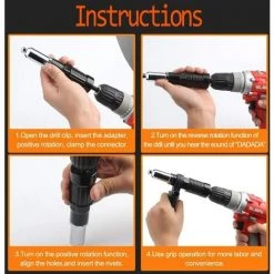 BDD Kit D'adaptateur De Pistolet à Riveter Avec Poignée, Accessoire De Rivet Pour Outil à Main De Rivetage, écrou D'insertion Pour Perceuse Sans Fil -cloueur et riveteuse Soldes 65376873 5