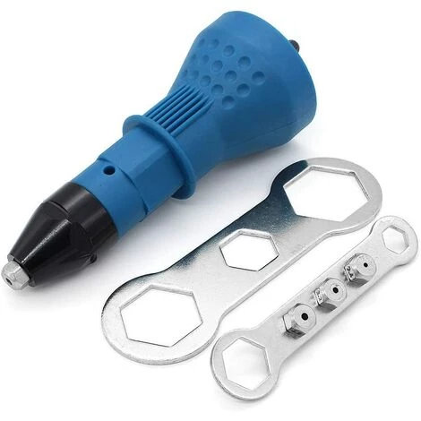 LONVRèE Pistolet à Rivets Sans Fil Kit D'outil De Perceuse électrique à Rivets Riveteuse Adaptateur Insert Écrou Outil De Puissance à Main Accessoires (Bleu) 3 LONVRèE Pistolet à Rivets Sans Fil Kit D'outil De Perceuse électrique à Rivets Riveteuse Adaptateur Insert Écrou Outil De Puissance à Main Accessoires (Bleu)