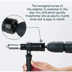LONVRèE Adaptateur De Pistolet à Rivet Rivet Electrique Écrou à Main Professionnel Pour Perceuse Sans Fil, Ensemble D'insert D'adaptateur De Pistolet à écrou à Rivet Conversion De Foret En Outil à Main -cloueur et riveteuse Soldes 66171823 3