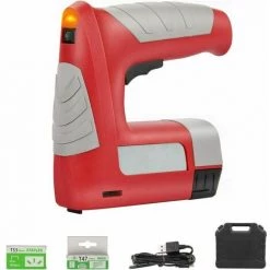 PREMIER Agrafeuse Electrique,Agrafeuse,Batterie Au Lithium,Chargement USB, Cloueuse Electrique Sans Fil, 3 Types De Clous,30 Clous/Min, 1000/500Clous,Coffret De Transport,Indicateur D'alimentation