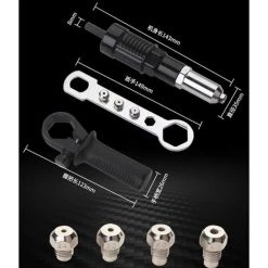 ENLENK Adaptateur De Pistolet à Rivets, Pistolet à Riveter Électrique Avec Boîtier De Moulage En Aluminium Et Poignée Antidérapante Pour Perceuse Sans Fil Outil D'Insertion De Riveteuse Électrique -cloueur et riveteuse Soldes 67679818 5