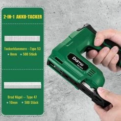 GIZCAM Agrafeuse électrique, Agrafeuse Sans Fil 4 V Avec Clous Et Agrafes Brad (500 Chacun, Capacité 100, 30 Coups/min) Et Poignée Antidérapante, Agrafeuse électrique Pour Projets De Menuiserie Et De Bricolage - NALG01A -cloueur et riveteuse Soldes 67697324 3