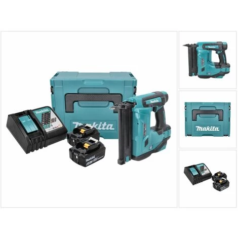 Makita DBN 500 RGJ Cloueur Sans Fil 18 V - 15-50 Mm + 2x Batteries 6,0 Ah + Chargeur + MakPac 3 Makita DBN 500 RGJ Cloueur Sans Fil 18 V - 15-50 Mm + 2x Batteries 6,0 Ah + Chargeur + MakPac